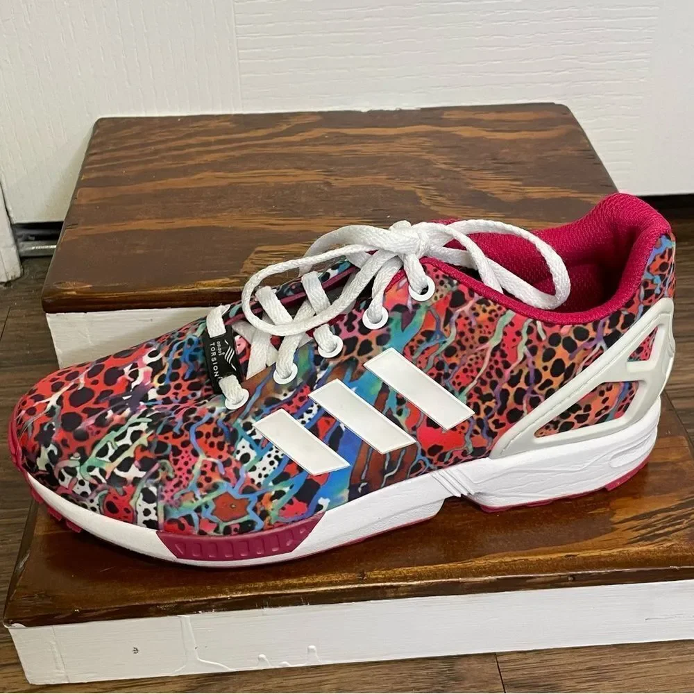 Adidas Men’s Torsion Zx Flux Pink Red White Black Multicolor Sneakers Shoes sz 6